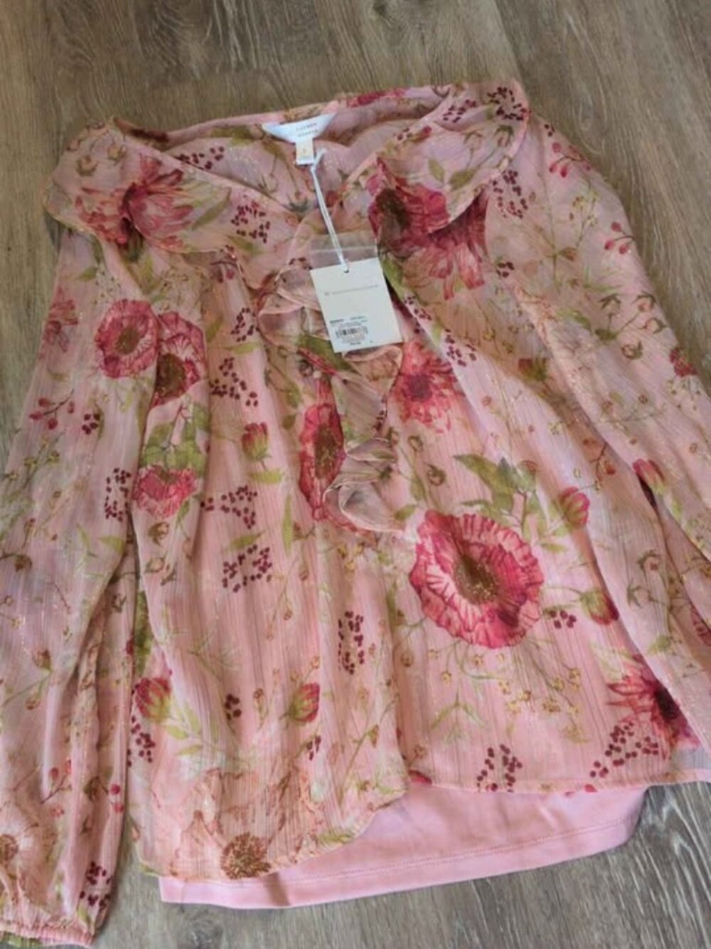 LC Lauren Conrad Blushing Bouquet Ruffle Blouse - Size Small new